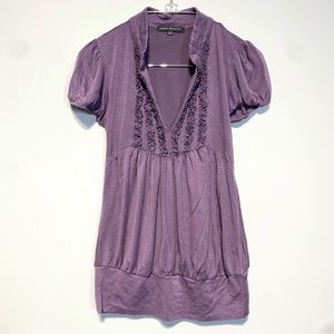 🛍️ 4 for 20$ / Urban Behavior Ruffle Short Sleeve Tee / Purple / M